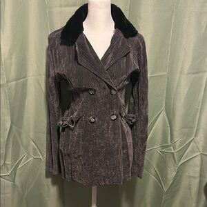 Elegant Gray Double-Breasted Women's Coat